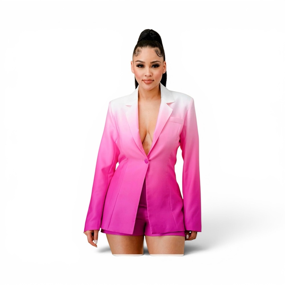 KAILIER Women’s Ombre Pink Blazer Jacket and matching shorts. Size small - Picture 10 of 11